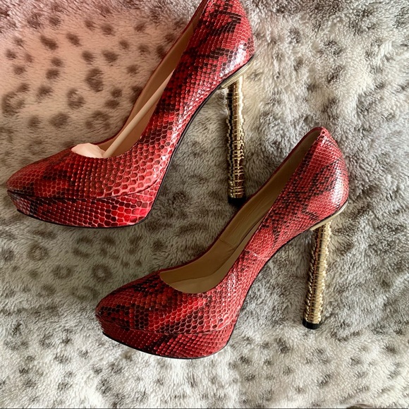 *RARE* JULIA HAART *NEW* Red Python Heels Sz39/8 - Picture 7 of 10